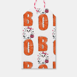 Etiqueta Para Presente Adorável Design de Halloween de Fantasma Kawaii “B