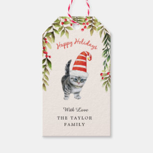 Etiqueta Para Presente  Adorável Kitten Feliz Natal Amantes