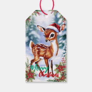 Etiqueta Para Presente adorável Vedão branco de inverno Feliz Natal