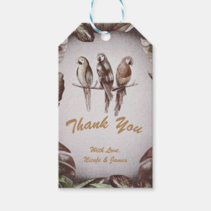 Etiqueta Para Presente Adorno de Pássaros de Tiki Tropical Vintage Papaga