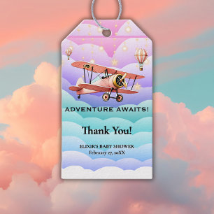 Etiqueta Para Presente Adventure Aguarda Chá de fraldas de Aviação
