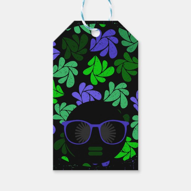 Etiqueta Para Presente Afro Diva Verde e Azul (Frente)