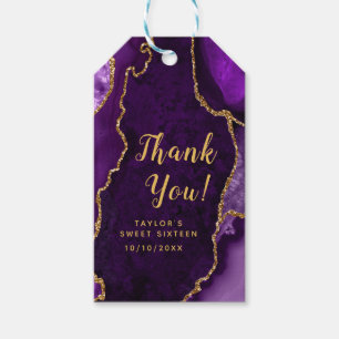 Etiqueta Para Presente Agate Roxo e Dourado Doce Dezesseis Obrigado