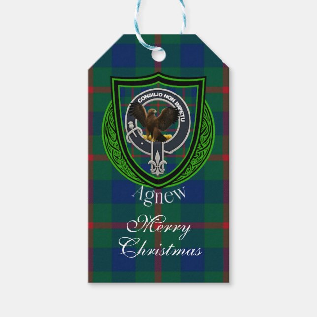 Etiqueta Para Presente Agnew Scottish Clan Tartan & Crest (Frente)
