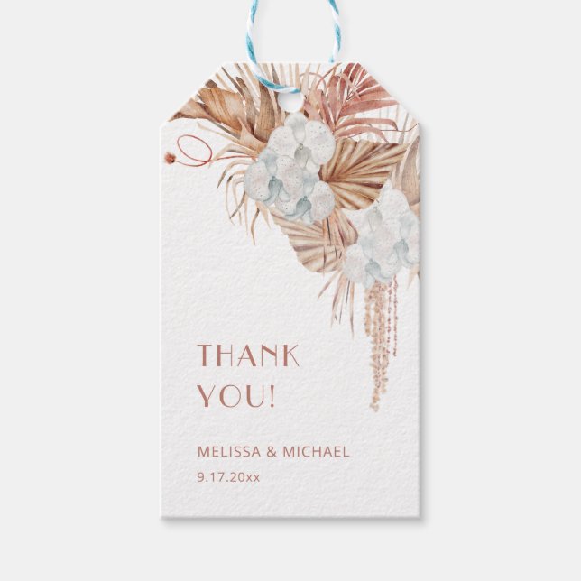 Etiqueta Para Presente Agradecimento de Casamento Boho Aquarela (Frente)