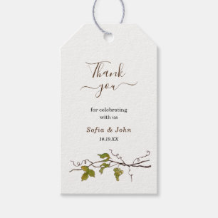 Etiqueta Para Presente Agradecimento de casamento de videira de aquarela