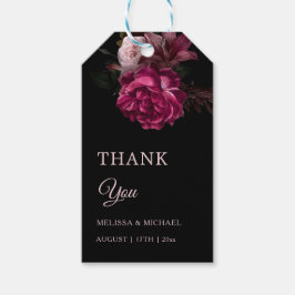 Etiqueta Para Presente Agradecimento de casamento floral escuro de arte f