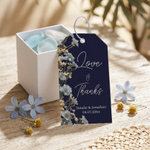 Agradecimento de casamento floral moderno marinho