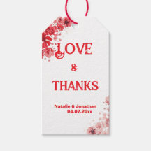 Agradecimento de Casamento Floral Vermelho Românti