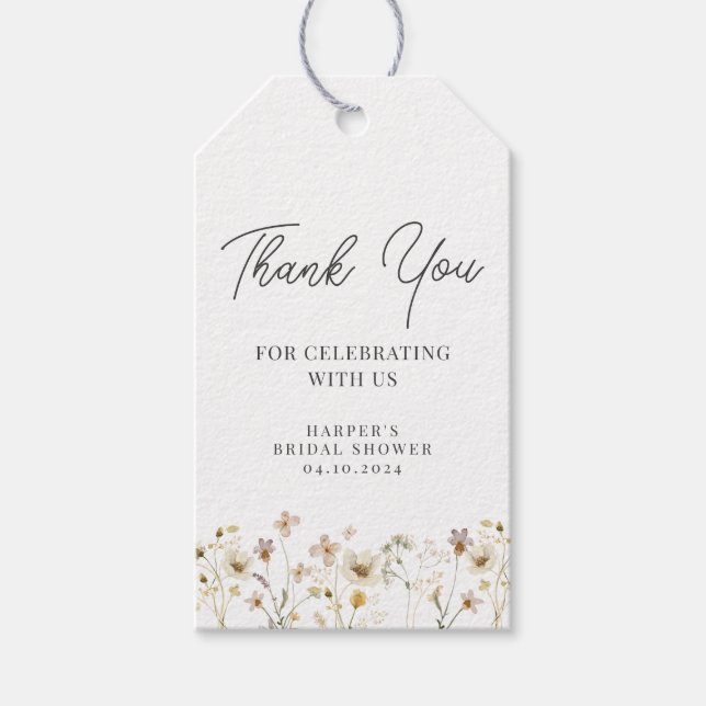 Etiqueta Para Presente Agradecimento de Flor Silvestre de Aquarela (Frente)