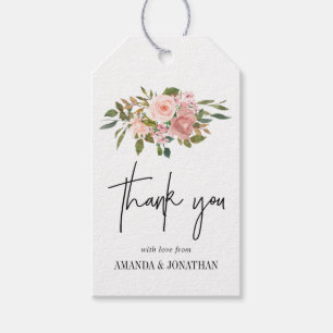 Etiqueta Para Presente Agradecimento em Aquarela floral Bege e Dourado Ro