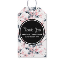 Agradecimento Floral Rosa e Cinza Padrão Aquarela