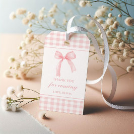 Etiqueta Para Presente Agradecimento para chá de bebê com laço rosa e xad