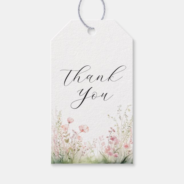 Etiqueta Para Presente Agradecimentos de casamento delicados florais (Frente)