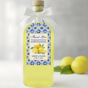Etiqueta Para Presente Agradecimentos Limoncello Azulejo Azul Aquarela Li