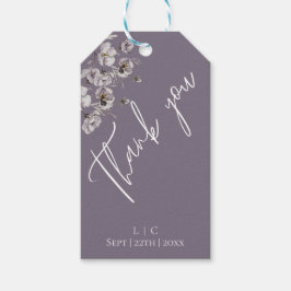Etiqueta Para Presente Água-forte Roxa de Agradecimento com Letra Elegant