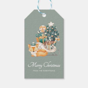 Etiqueta Para Presente Água Fox Christmas Sleighay Green