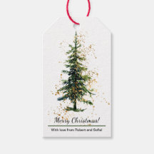 Água verde aguarela abeto Feliz Natal Branco