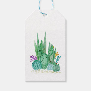 Etiqueta Para Presente Aguarela, cacto, succulents