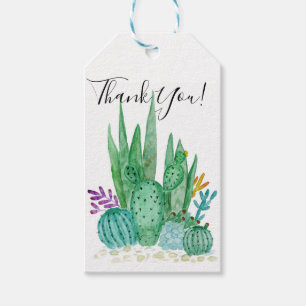 Etiqueta Para Presente Aguarela, cacto, succulents