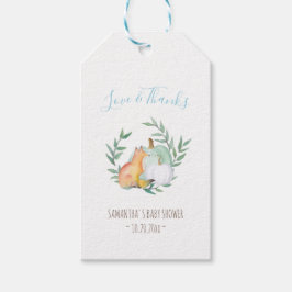 Etiqueta Para Presente Aguarela Temática de Outono Raposa com Abóbora Bra