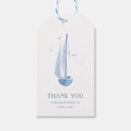 Etiqueta Para Presente Ahoy Boy's Aquarelle Sailboat Livros para Obrigado