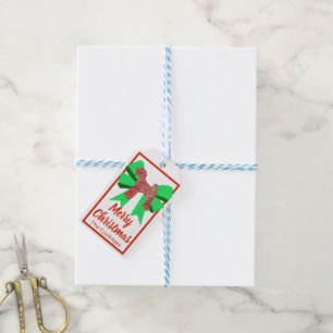 Etiqueta Para Presente Airedale Terrier Christmas Dog & Green Arco Small