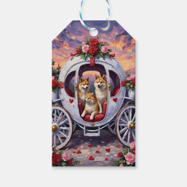Etiqueta Para Presente Akita Dog Valentine's Day (Frente)