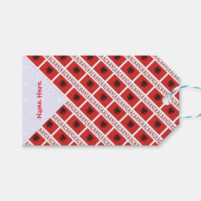Etiqueta Para Presente Albânia Bandeira Albanesa Trilhada Vermelha Person (Frente (horizontal))