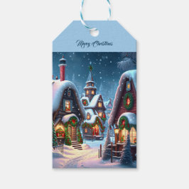 Etiqueta Para Presente Aldeia de Natal encantadora