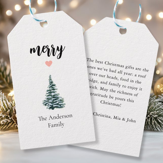 Etiqueta Para Presente ALEGRE! Árvore de Natal Moderna Personalizada (MERRY! Personalized, modern Christmas tree design. Insert your text / name and personalize your prod)