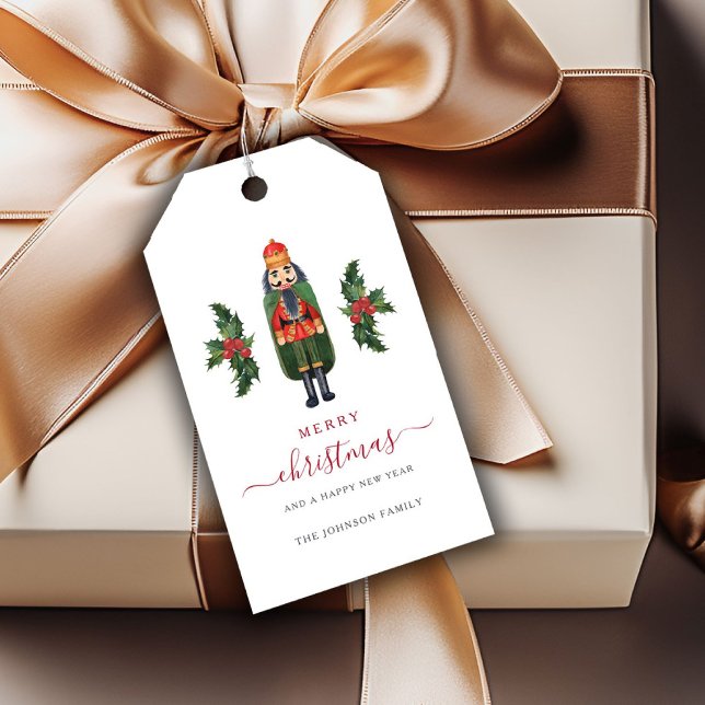 Etiqueta Para Presente Alegre Quebra-Nozes Feliz Natal (Festive Nutcracker Merry Christmas Gift Tags)