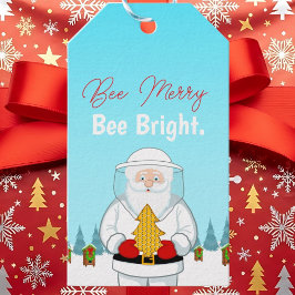 Etiqueta Para Presente Alegre-se. Brilhe. Papai Noel Apicultor de Natal