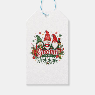 Etiqueta Para Presente Alegres Gnomos de Natal Design de Férias