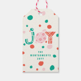 Etiqueta Para Presente Alegria Geométrica Grossa e Negrita Colorida Ponto