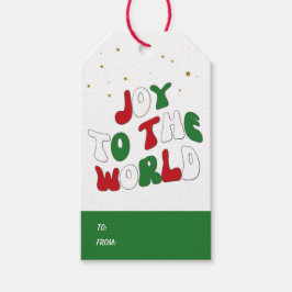 Etiqueta Para Presente Alegria Para O Mundo Feriado Vermelho e Verde Nata
