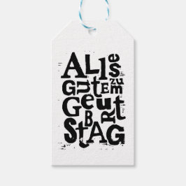 Etiqueta Para Presente Alemão "Feliz Aniversário" Lino Impressão