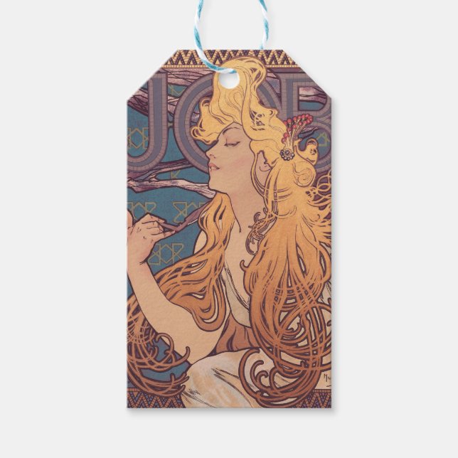 Etiqueta Para Presente Alfonse Mucha Job Art Nouveau mulher (Frente)