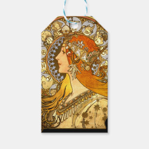 Etiqueta Para Presente Alfonse Mucha Zodiac Art Nouveau Mulher