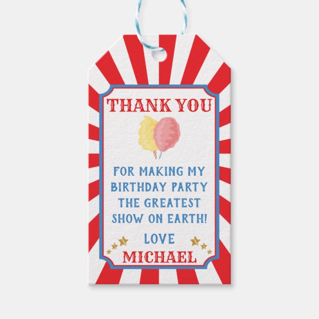 Etiqueta Para Presente Algodão Candy Circus Carnival Aniversário Carnaval (Frente)