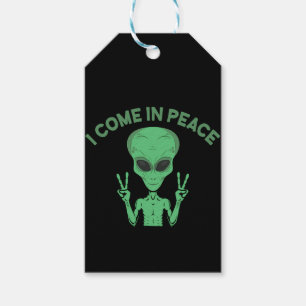 Etiqueta Para Presente Alienígena Verde Eu Vim Em Paz OVNI Extraterrestre