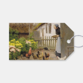 Etiqueta Para Presente Alimentando as galinhas (por H.A. Brendekilde)