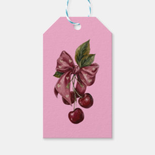Etiqueta Para Presente Almofada Lombar com Laço Rosa e Cereja Coquette