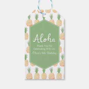 Etiqueta Para Presente Aloha obrigado do teste padrão do abacaxi de Luau