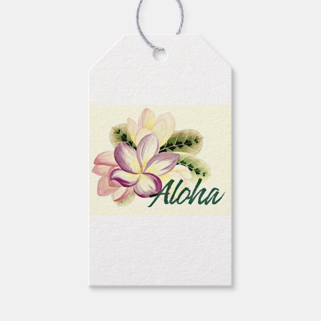 Etiqueta Para Presente Aloha Plumeria (Frente)