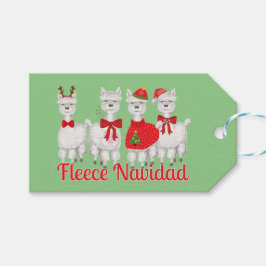 Etiqueta Para Presente Alpaca de Natal bonito com Holly em Vermelho e Ver
