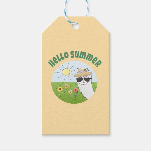Etiqueta Para Presente Alpaka-Party Hello Summer Alpaca partytime (Frente)