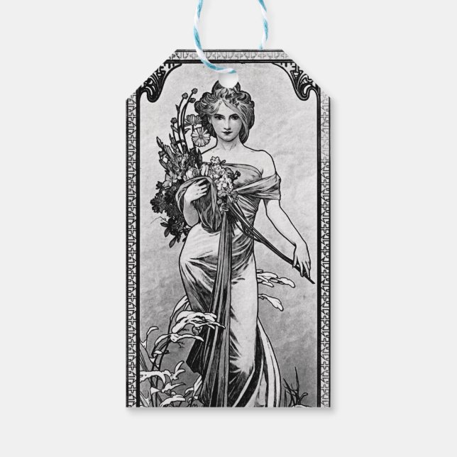 Etiqueta Para Presente Alphonse Mucha Broken Blossoms (Verso)