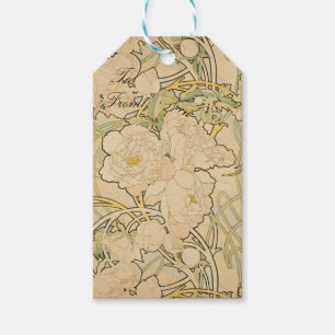 Etiqueta Para Presente Alphonse Mucha Peonies Peony Rosa Fawn 1897