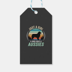 Etiqueta Para Presente Amante do Cão Pastor Australiano Retro Pôr do Sol
